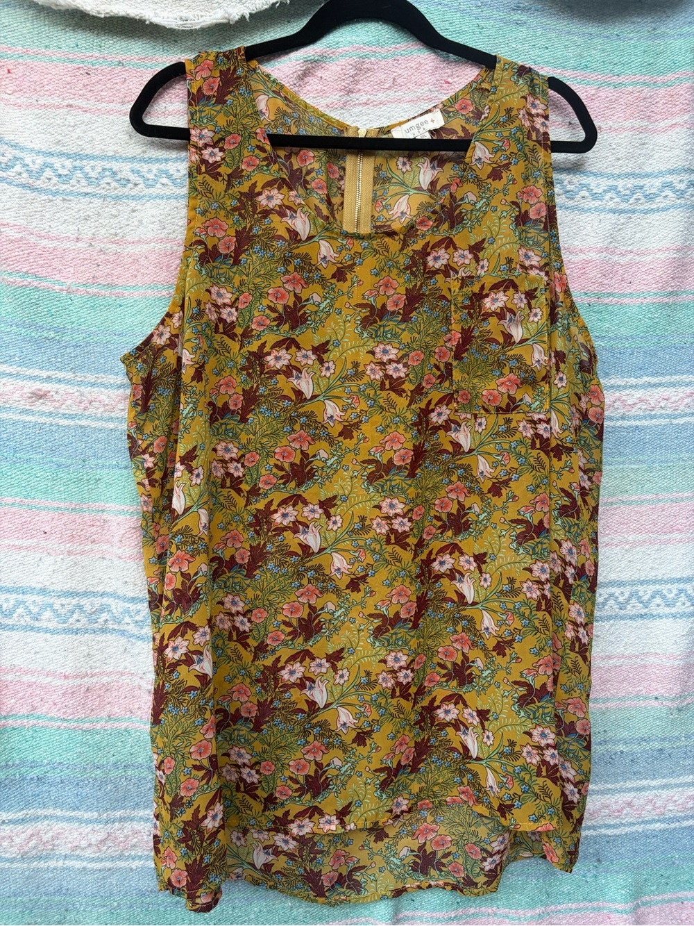 Umgee Mustard Floral Sleeveless Camisole